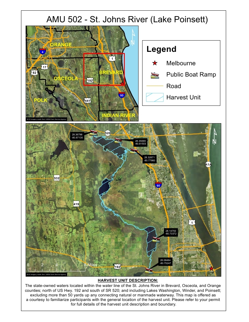 lake washington poinsett alligator harvest map